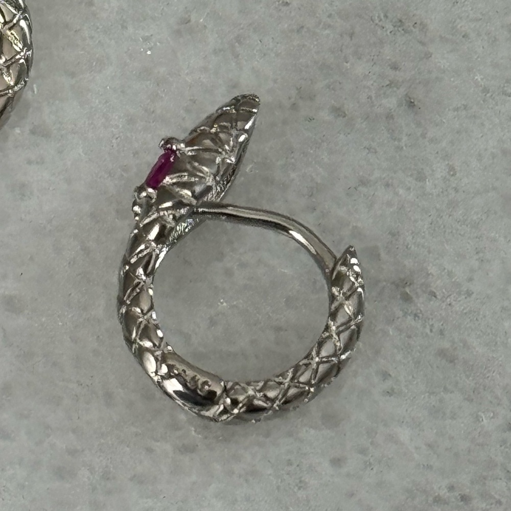 Sterling Silver Snake Huggie Hoop Pink Crystal Earrings
Brand New - Picture 4 of 5